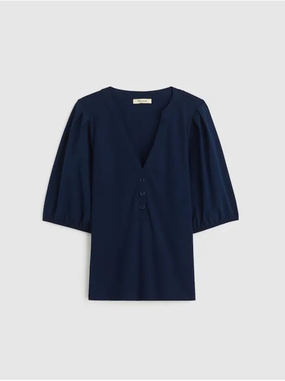 Madewell Puff-Sleeve Henley Knit Top